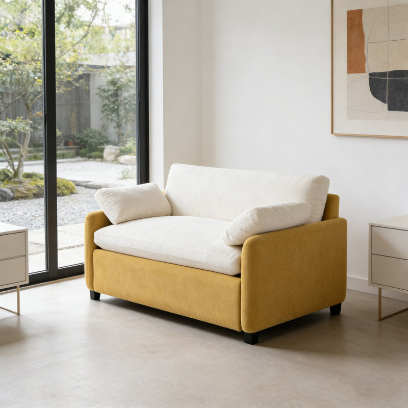 Le siège surdimensionné de 50 po x 43 po permet une posture assise / couchée multiple pour une détente ultime., Crème / jaune