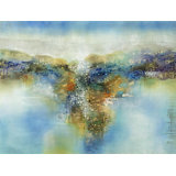 Mosaic Seaside Painting by Jennifer Hollack Raboin