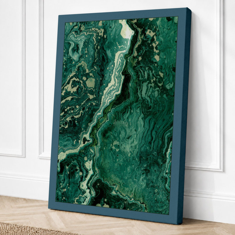River Through Wilderness Landscape - Wrapped Canvas, 18x12 - 45.7 x 30.5 cm, Teal Border