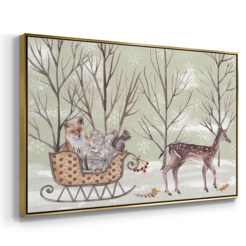 Christmas Time I, H 27 po x l 41 po x P 1,5 po, Toile avec cadre flottant or