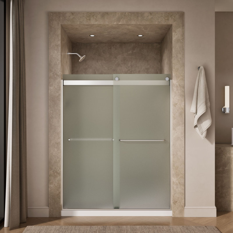 Porte de douche à dérivation 59,63 po x 74 po Levity avec technologie CleanCoat, Gelé, Argent brillant