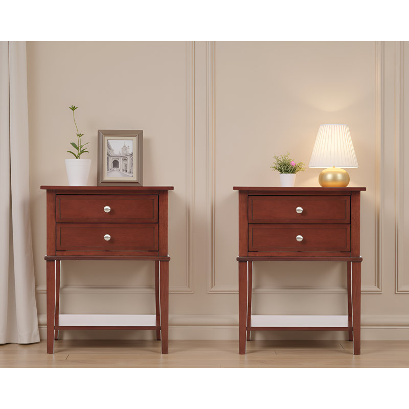 Zeist Cherry Nightstand Set Of 2, Cherry