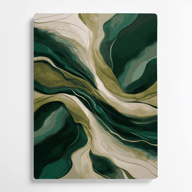 Art mural abstrait en métal vert 43, H 20 po x l 24 po