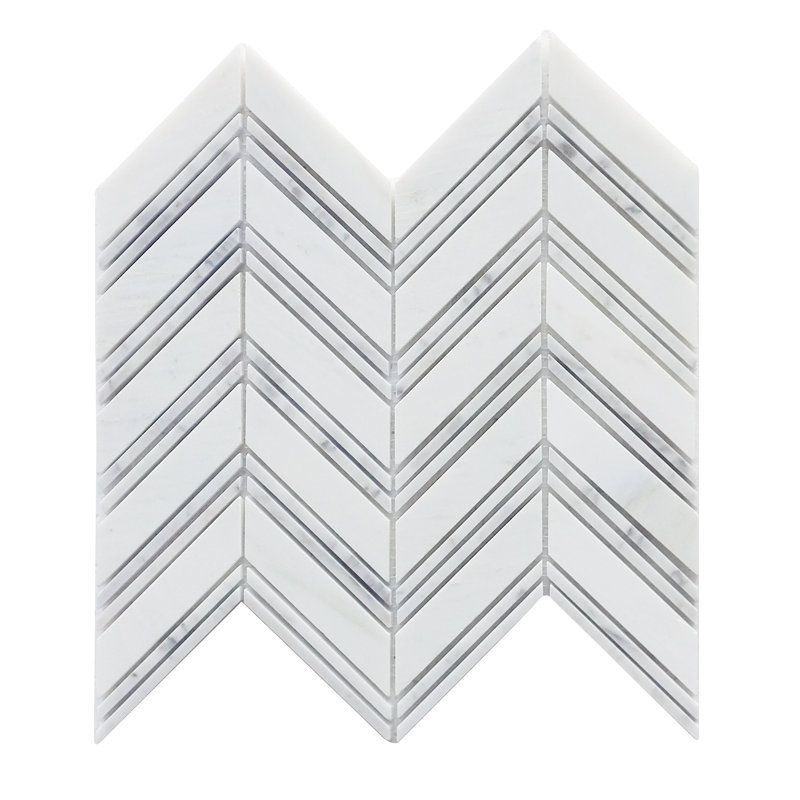 12" x 12" Marble Herringbone Mosaic Wall & Floor Tile