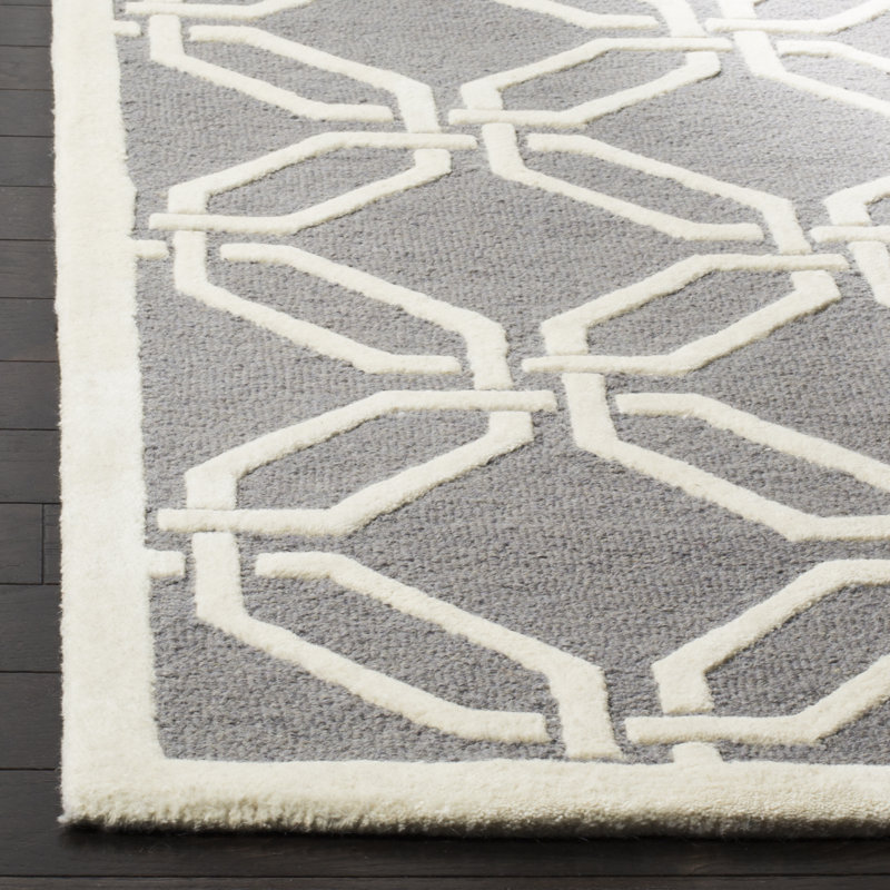 Martins Hand Tufted Wool Geometric Rug, Square 6'