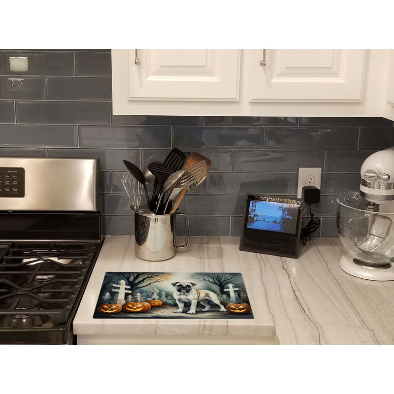 Boxer Spooky Halloween Glass Cutting Board Large