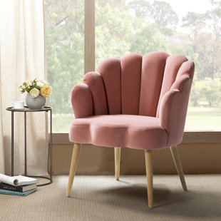 Shell Motif Luxury Pink Velvet Lounge Chair