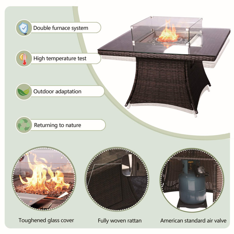 4-Seat Square Fire Pit Table