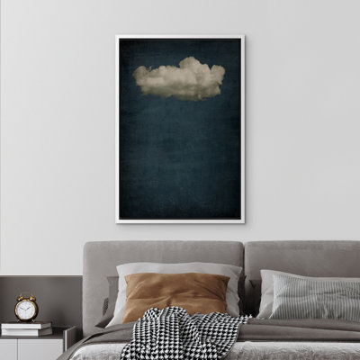 Clouds " Dark Navy Blue Duotone Clouds Abstract Landscapes Minimalist Wall Decor Artwork 3 "