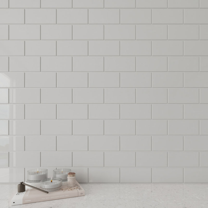 Subway Glass Tile 3" x 6", Light Gray