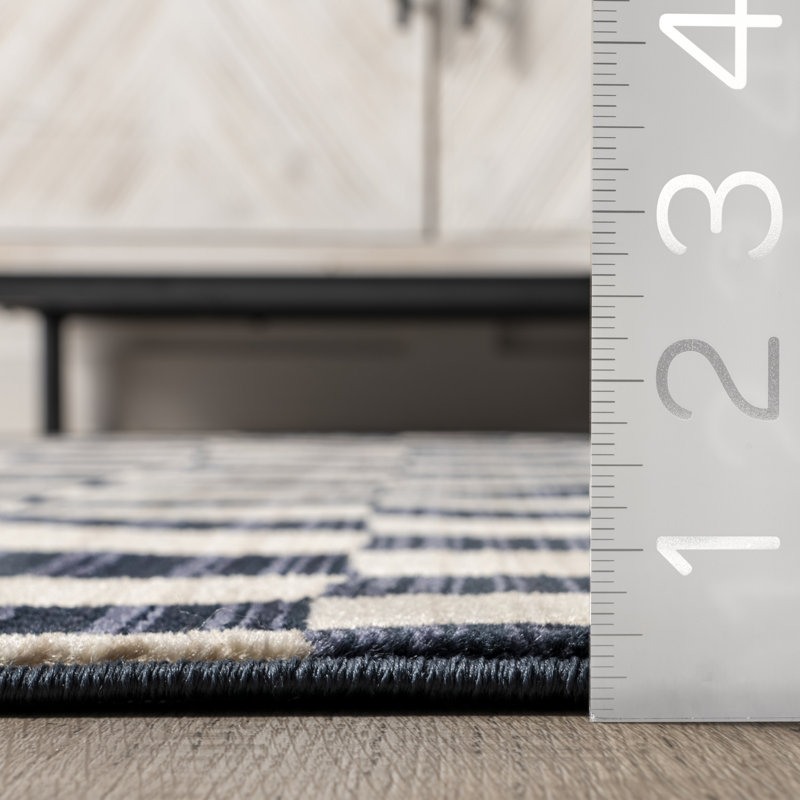 Dominique Abstract Checkered Fringe Area Rug, Rectangle 8' x 10'6"