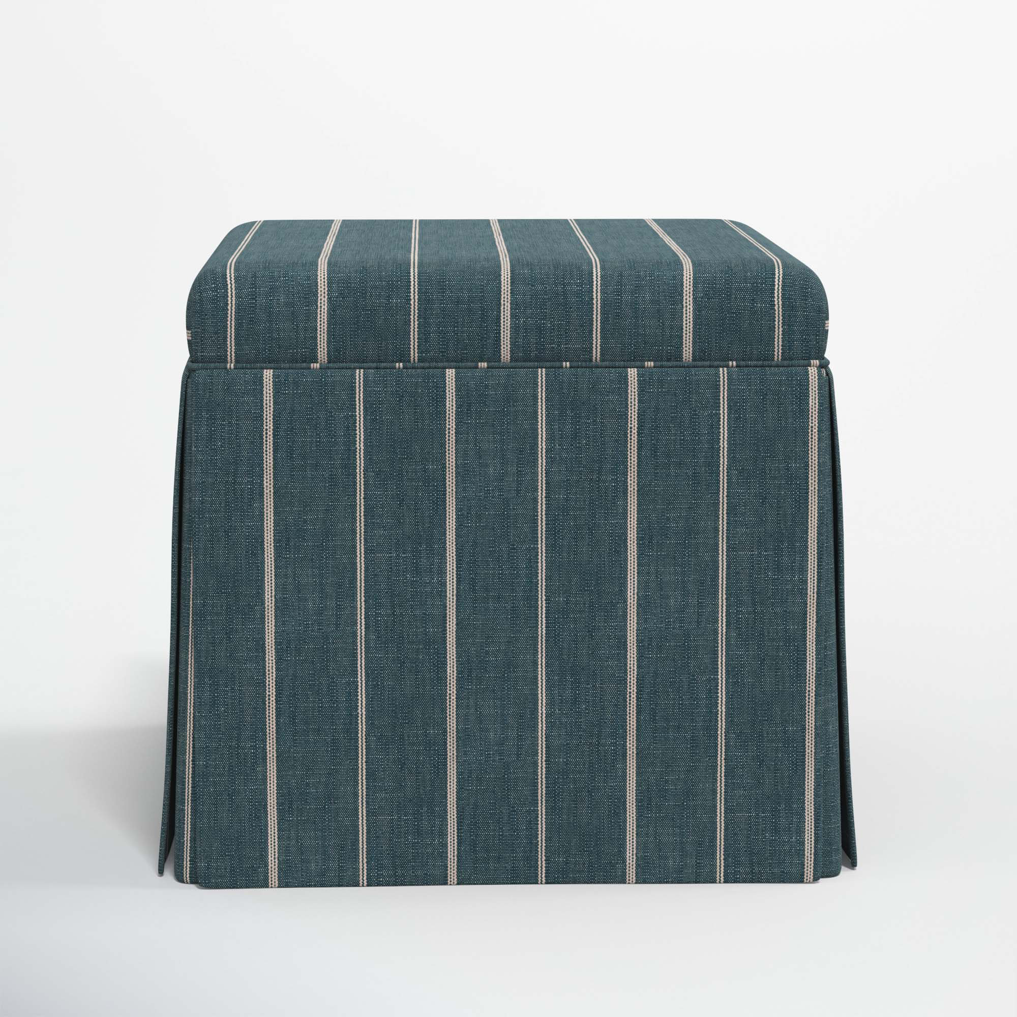 Jebb Upholstered Storage Ottoman, Fritz Indigo Stripe