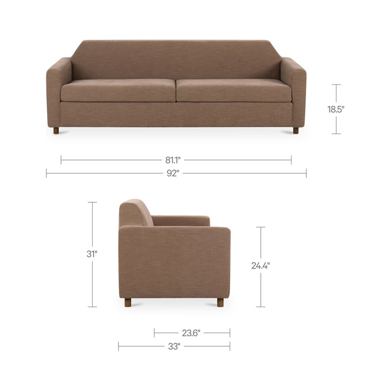 Finch Sofa Soft Brown, Soft Cashmere Taupe Linen Blend