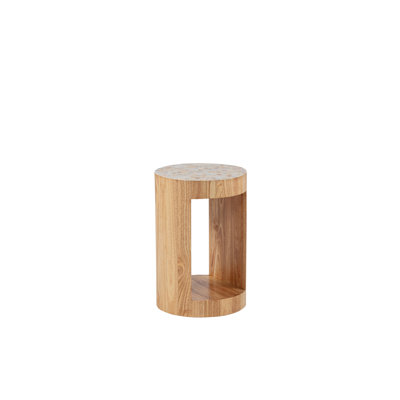 Ayona Beige Capiz And Wood Side Table