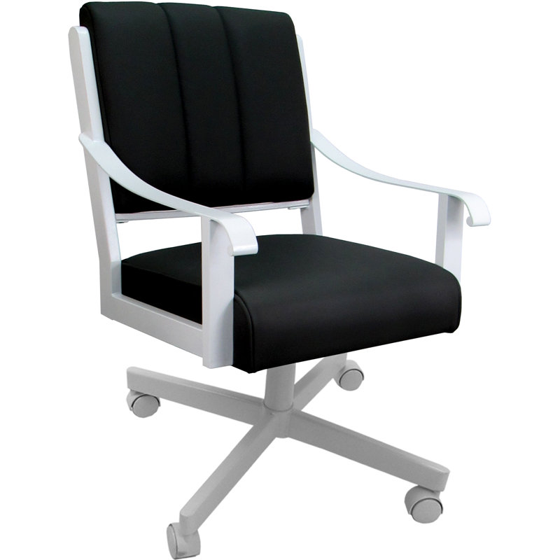Chaise pivotante en cuir et métal, Noir, noir, noir, noir, Blanc