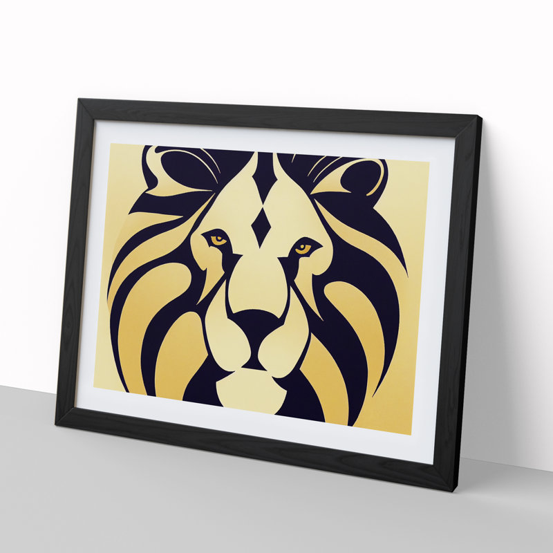 Lion Deco Vol.3 Abstract - Framed Print, Black, 46cm H x 64cm W x 2cm D