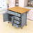 Kitchen Island with Drop Leaf, Embossed Texture Kitchen Island on Wheels with 2 Doors and 5 Drawers-1312381260
