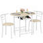 Ensemble de salle à manger 3 pièces, table de petit-déjeuner en bois avec 2 chaises à dossier incurvé et étagère de rangement sous la table, mobilier de salle à manger pour petits espaces, idéal pour les cuisines d'appartement.-1880010773