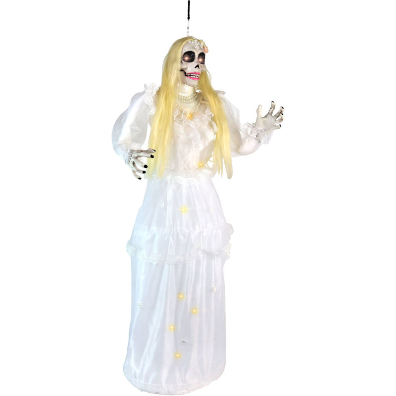 «Cursed Wedding Haunted Hill Farm» 5 pi. Mariée suspendue et animée tactile d'Halloween animée