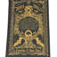 Sac bandoulière gothique en vinyle noir, motif grimoire, chauve-souris dorée et toile d'araignée, hauteur 23,5 cm