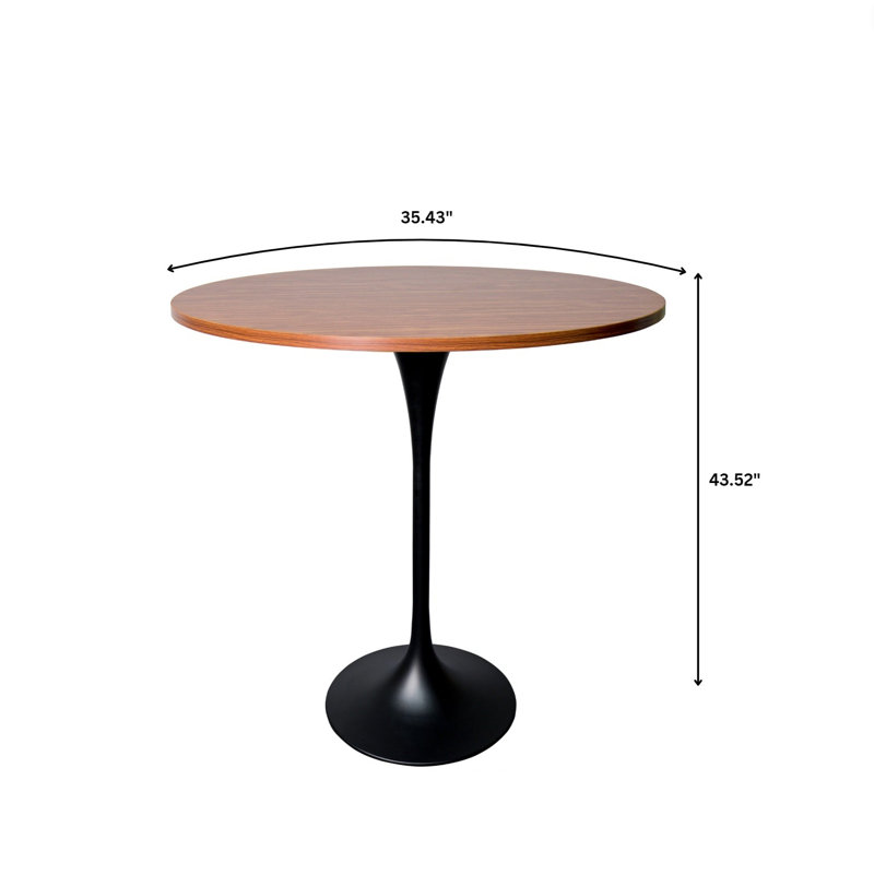Table de salle à manger Harton, H 43,52 po x L 47,24 po x l 47,24 po, Brun cognac