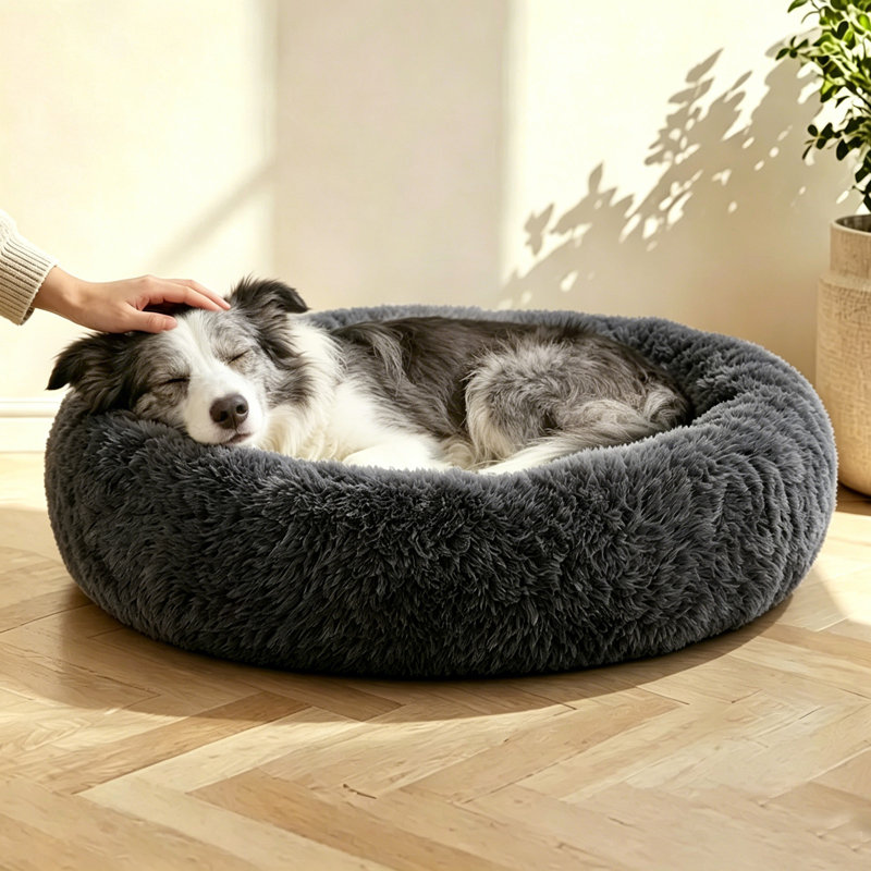 Calming Dog Bed For Home, Anti-anxiety Round Donut Cuddle Pet Beds, Dog Beds With Plush Faux Fur,Washable,Warm Dog bed