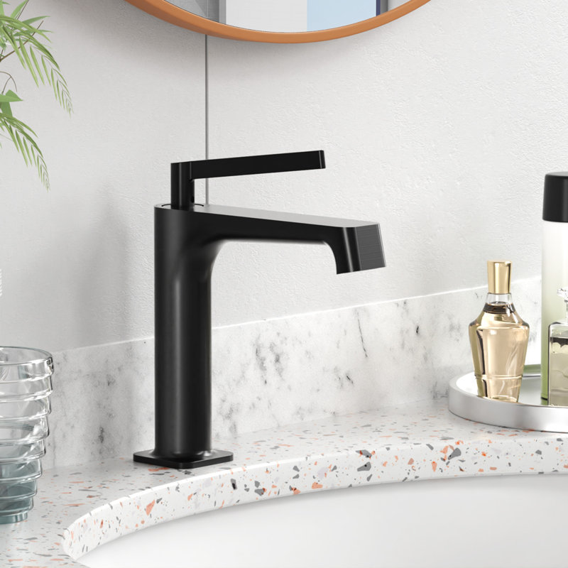 Single-Hole Single-handle Bathroom Faucet with Drain Assembly, Matte Black