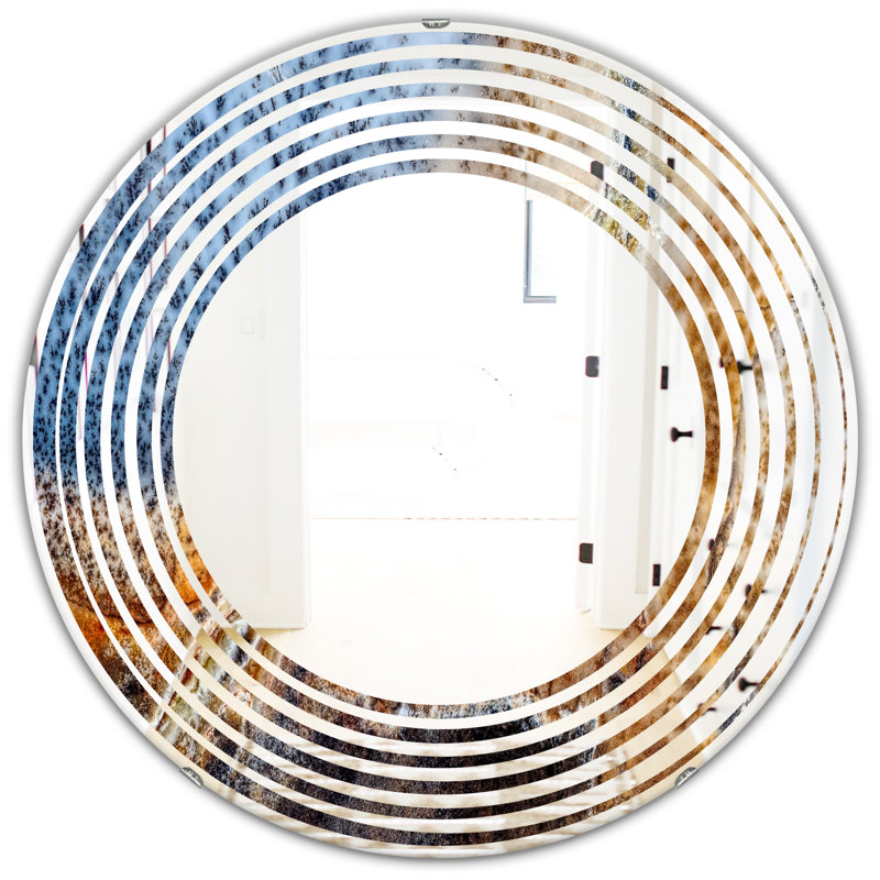 Coastal Frameless Wall Mirror, Wave China Moss Agate Industrial, 23.6" H x 23.6" W
