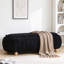Banc de rangement ovale moderne en chenille capitonnée avec couvercle rabattable et pieds sphériques, idéal pour l'entrée et le salon.-2076028220