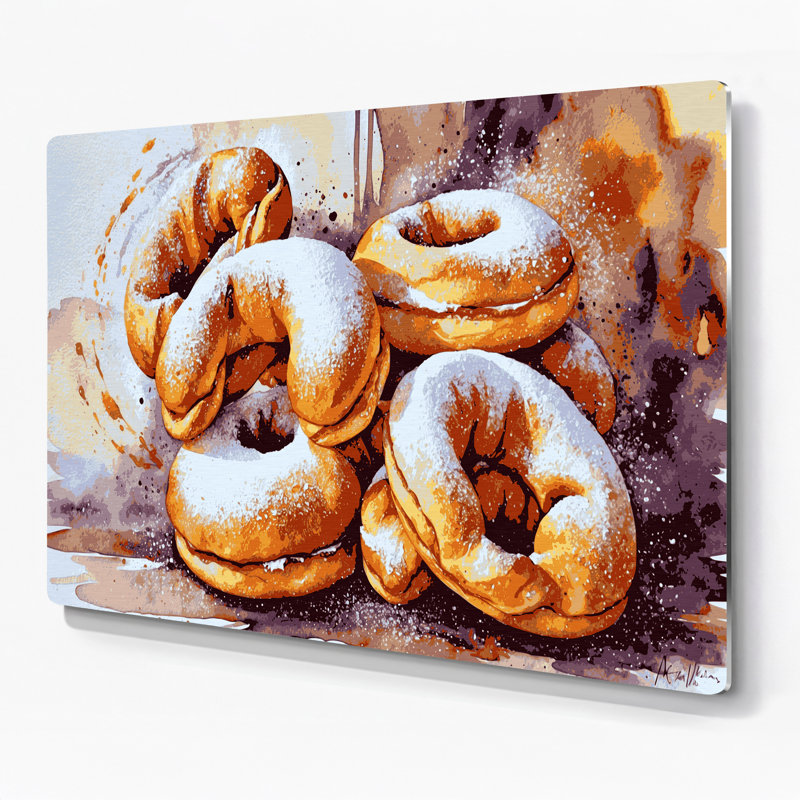 Desserts Beignets, art mural gris en métal, H 11 po x l 14 po