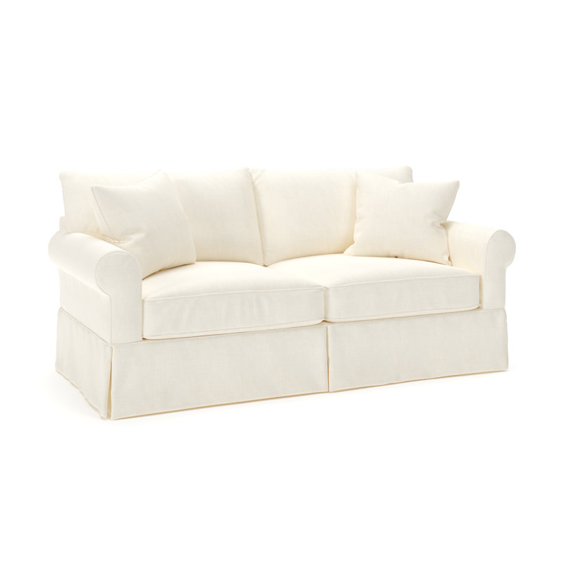 Amari 83" Slipcovered Sofa, Conversation Pearl Basketweave