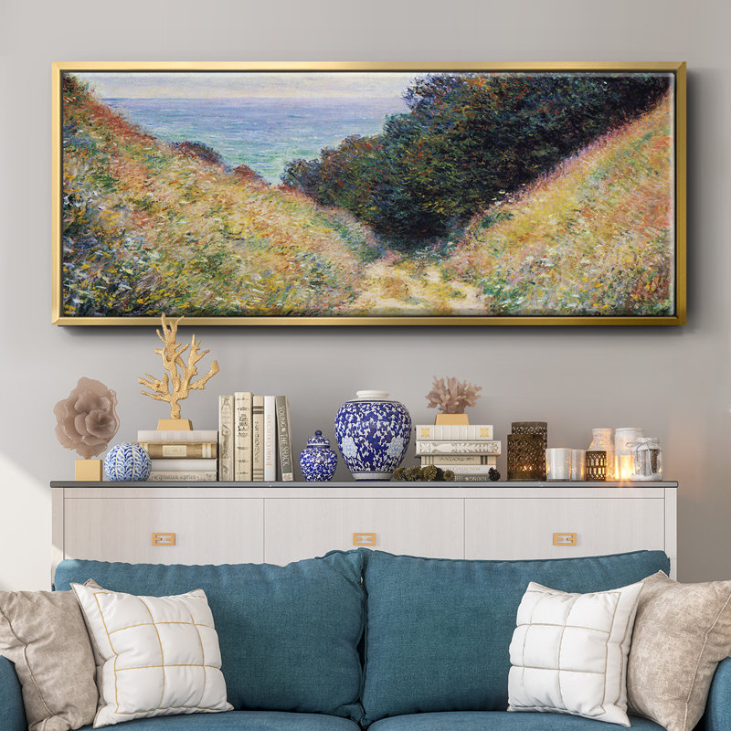 Toile encadrée «Pourville # 1» par Monet, H 20 po x l 50 po