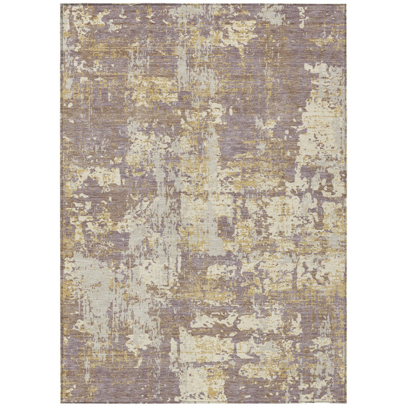 Tapis intérieur lavable abstrait 9 pi x 12 pi lavande