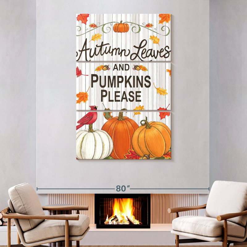 Yarlin Rustic Autumn Leaves And Pumpkins Please, 74" H x 48" W