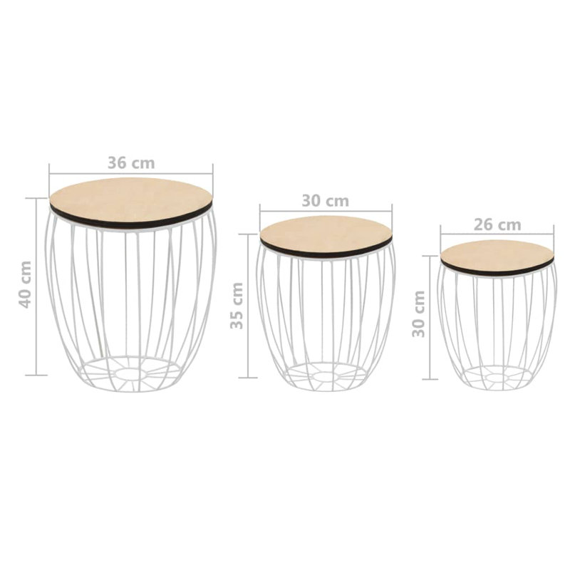 Pifer 3 Piece Nest of Tables, White