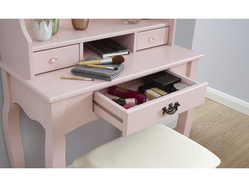 Arnold Dressing Table with Mirror, Dusty Pink