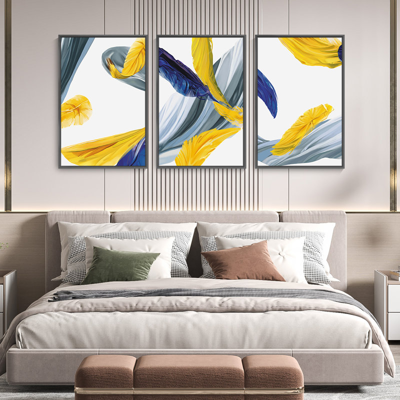 "Abstract Lines", art mural encadré en aluminium, H 24,3 po x l 48,3 po x P 1,65 po, Cadre noir