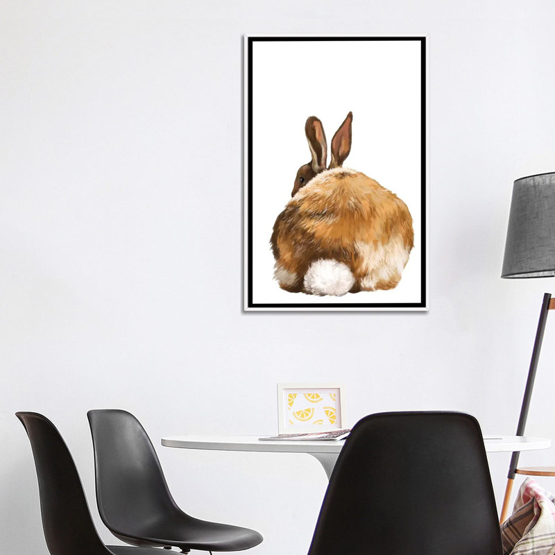 Art de lapin, Toile blanche encadrée, H 40 po x l 26 po x P 1,5 po