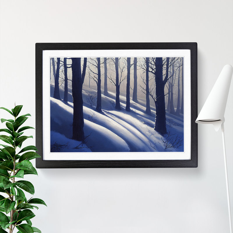 Snowy Winter Forest Vol.4 - Single Picture Frame Print, Black, 46cm H x 64cm W x 2cm D