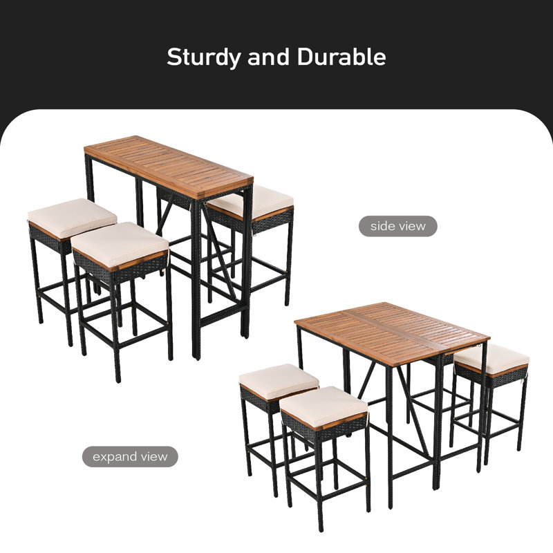 4 - Person Patio Dining Set with Extendable Rectangular Table , Cushions Included