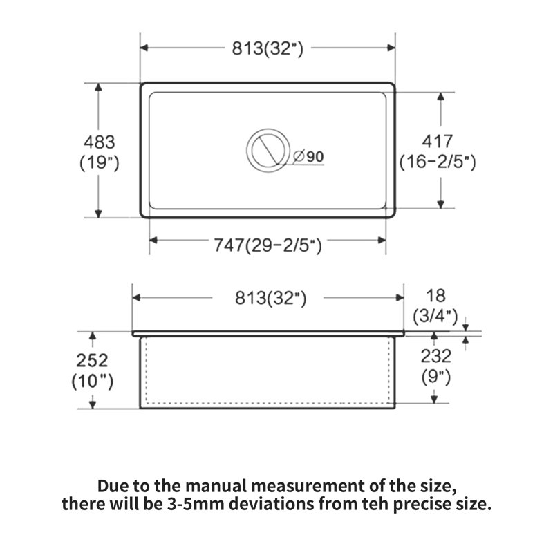 32'' L Kitchen Sink