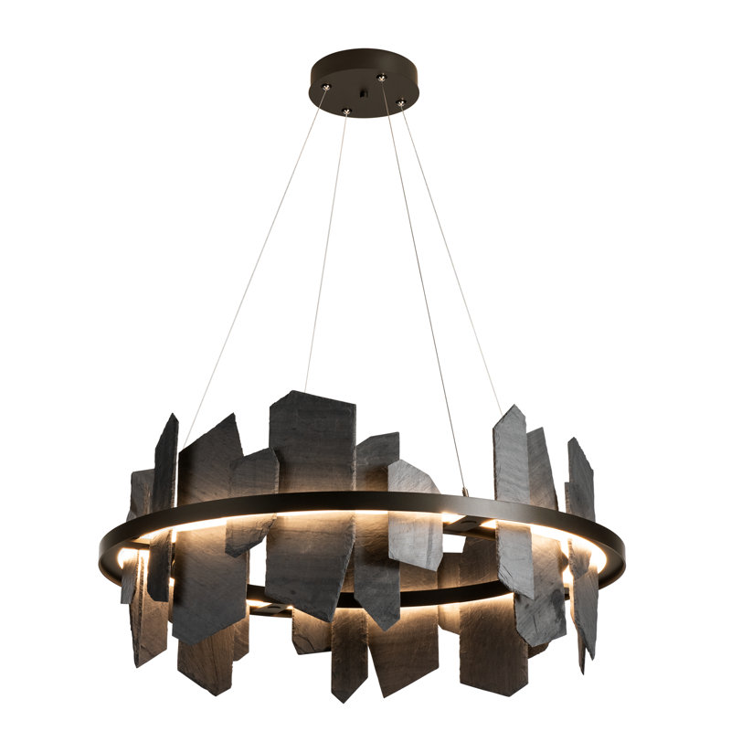 Ardesia 1 - Light Unique Geometric LED Pendant with Slate Accents, Oil Rubbed Bronze