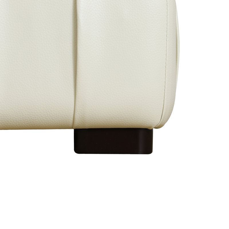 Dzeisonas Leather L-Shaped Sectional, Beige Leather, Left Hand Facing