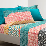 Bohemian Stripe Soft Sheet Set Turquoise/Orange 6Pc King