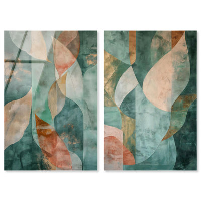 Ensemble de deux affiches acryliques « Emerald Ember » couleur sauge et or par Art Remedy, prêtes à  accrocher, 10 x 15