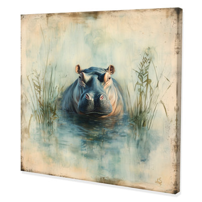 Décoration murale hippopotame dans le lac d'Afrique II - Hippopotame
