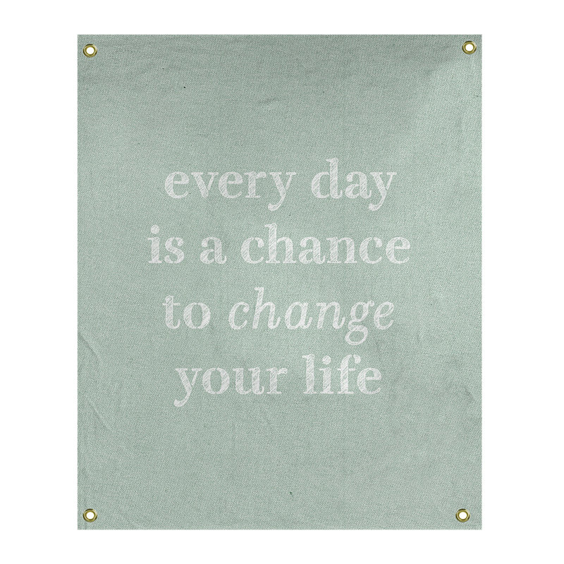 Tapisserie en polyester changer votre citation vie, H 59 pi x l 50 po, Vert / blanc