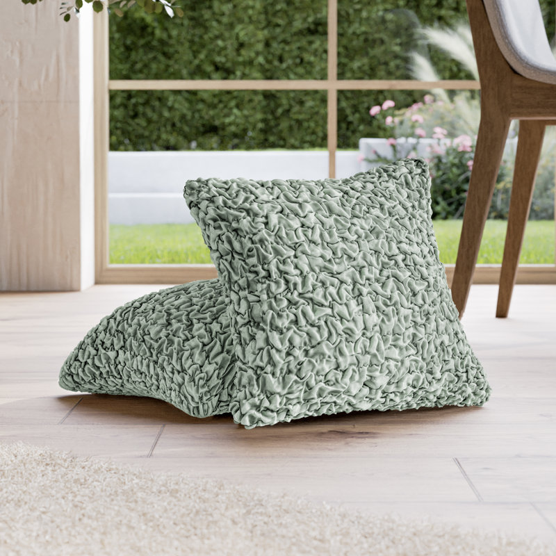 Housse extensible pour coussin décoratif - Écologique et douce - Collection Fuco Cotton (ensemble de 2), Vert sauge