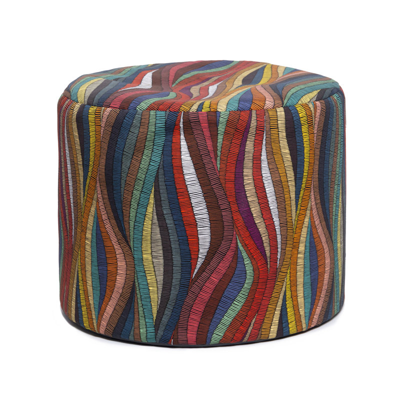 Qulin Spring Outdoor Ottoman, Red/Yellow/White