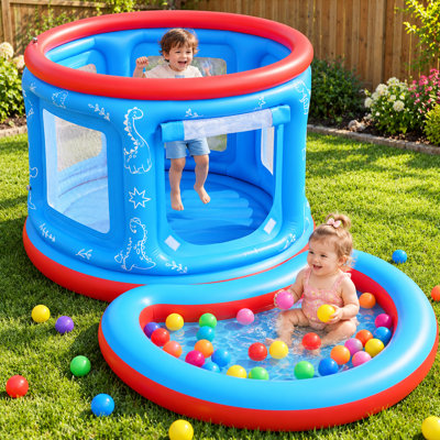 Jeu gonflable 4 en 1 pour tout-petits avec piscine à balles, piscine, parc et pompe électrique